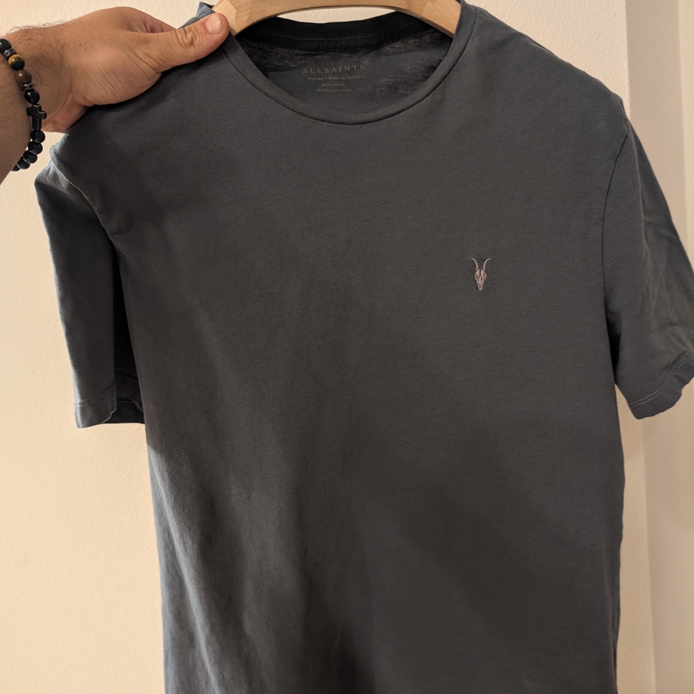All Saints Men's Blue Grey T Shirt